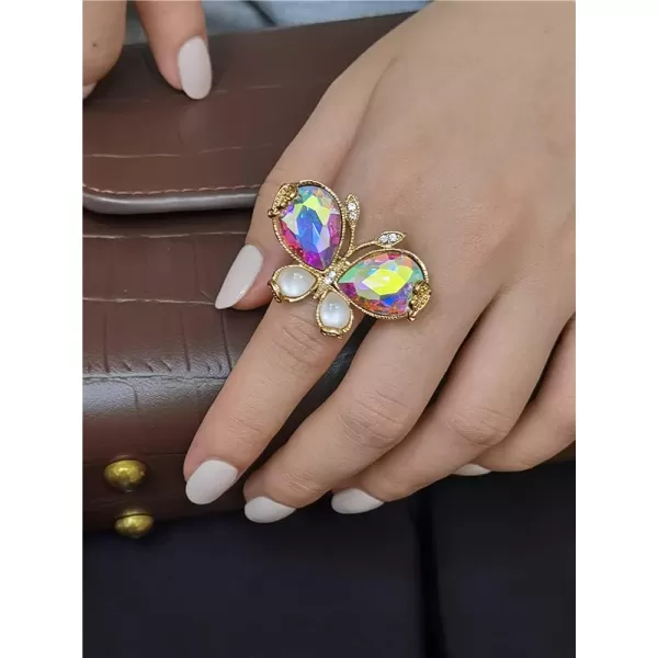 Big Butterfly Statement Ring for Women Girls Gold Antique Mosaic Crystal CZ Wedding Engagement Expandable Open Wrap Finger Rings Adjustable Comfort Fit Boho Indian Bollywood Style Exaggerated Y2K JewelryBig Butterfly Statement Ring for Women Girls Gold Antique Mosaic Crystal CZ Wedding Engagement Expandable Open Wrap Finger Rings Adjustable Comfort Fit Boho Indian Bollywood Style Exaggerated Y2K Jewelry