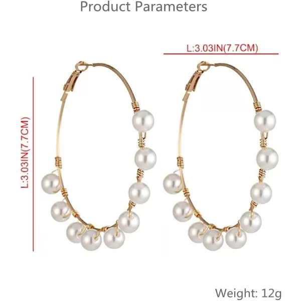 Big Pearl Large Loop Hoop Earrings for Women Girls Gold Plated Faux Pearls Drop Dangle Huggie Hoops Earring Elegant JewelryBig Pearl Large Loop Hoop Earrings for Women Girls Gold Plated Faux Pearls Drop Dangle Huggie Hoops Earring Elegant Jewelry