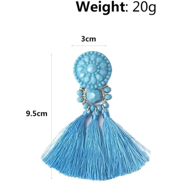 Boho Round Fringed Dangle Earrings for Women Girls Acrylic Bohemian Geometric Long Tassel Thread Statement Drop Circle Ball Stud Hypoallergenic Retro Colorful Y2K Jewelry Gifts BlueBoho Round Fringed Dangle Earrings for Women Girls Acrylic Bohemian Geometric Long Tassel Thread Statement Drop Circle Ball Stud Hypoallergenic Retro Colorful Y2K Jewelry Gifts Blue