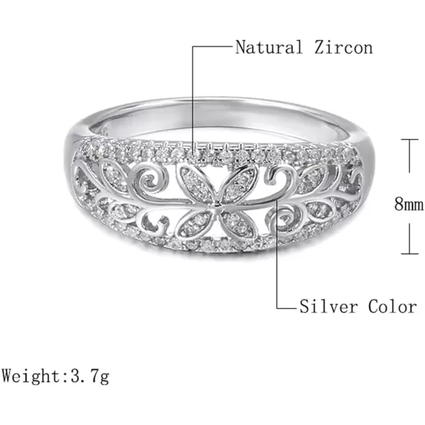 CZ Clover Leaf Statement Ring for Women Girls Crystal Promise Engagement Filigree Flower Rings Comfort Fit Elegant Wedding Birthday Christmas Valentines Jewelry Gifts Size 8CZ Clover Leaf Statement Ring for Women Girls Crystal Promise Engagement Filigree Flower Rings Comfort Fit Elegant Wedding Birthday Christmas Valentines Jewelry Gifts Size 8
