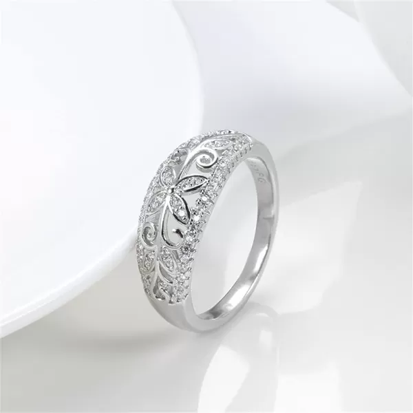 CZ Clover Leaf Statement Ring for Women Girls Crystal Promise Engagement Filigree Flower Rings Comfort Fit Elegant Wedding Birthday Christmas Valentines Jewelry Gifts Size 8CZ Clover Leaf Statement Ring for Women Girls Crystal Promise Engagement Filigree Flower Rings Comfort Fit Elegant Wedding Birthday Christmas Valentines Jewelry Gifts Size 8