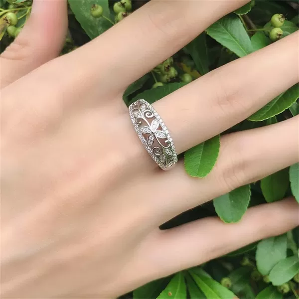 CZ Clover Leaf Statement Ring for Women Girls Crystal Promise Engagement Filigree Flower Rings Comfort Fit Elegant Wedding Birthday Christmas Valentines Jewelry Gifts Size 8CZ Clover Leaf Statement Ring for Women Girls Crystal Promise Engagement Filigree Flower Rings Comfort Fit Elegant Wedding Birthday Christmas Valentines Jewelry Gifts Size 8
