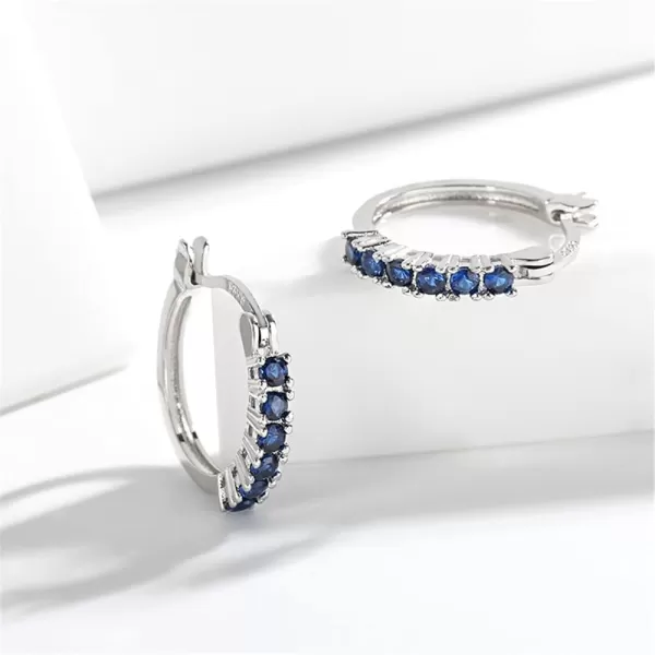 CZ Huggie Hoops Earrings for Women Girls Hypoallergenic Silver Cubic Zirconia Small Hoop Lever Back ClickTop Minimalist Jewelry Gifts for FriendsBlue CZ