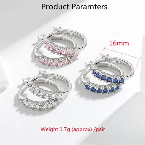 CZ Huggie Hoops Earrings for Women Girls Hypoallergenic Silver Cubic Zirconia Small Hoop Lever Back ClickTop Minimalist Jewelry Gifts for FriendsBlue CZ