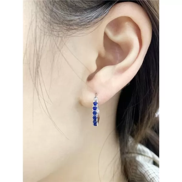 CZ Huggie Hoops Earrings for Women Girls Hypoallergenic Silver Cubic Zirconia Small Hoop Lever Back ClickTop Minimalist Jewelry Gifts for FriendsBlue CZ
