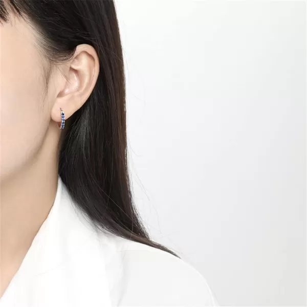 CZ Huggie Hoops Earrings for Women Girls Hypoallergenic Silver Cubic Zirconia Small Hoop Lever Back ClickTop Minimalist Jewelry Gifts for FriendsBlue CZ
