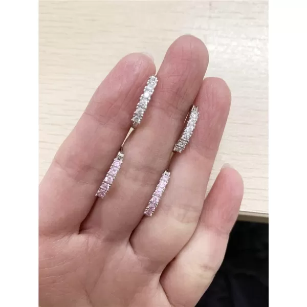 CZ Huggie Hoops Earrings for Women Girls Hypoallergenic Silver Cubic Zirconia Small Hoop Lever Back ClickTop Minimalist Jewelry Gifts for FriendsClear CZ