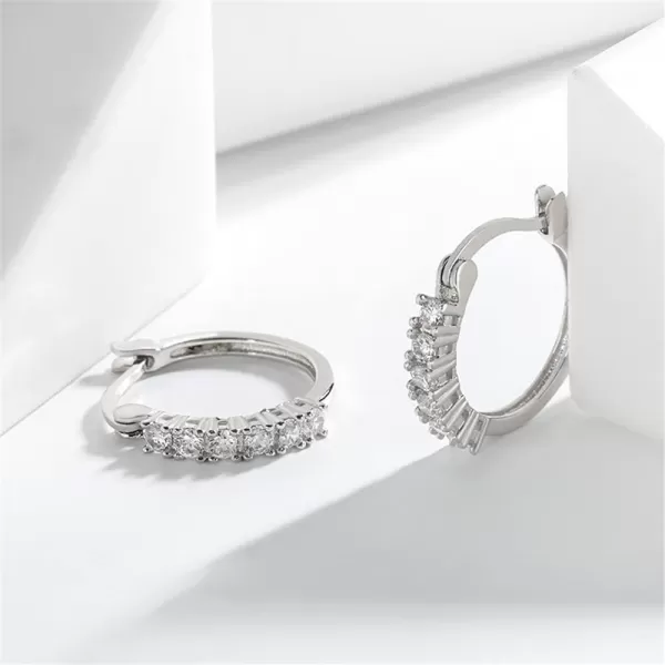 CZ Huggie Hoops Earrings for Women Girls Hypoallergenic Silver Cubic Zirconia Small Hoop Lever Back ClickTop Minimalist Jewelry Gifts for FriendsClear CZ