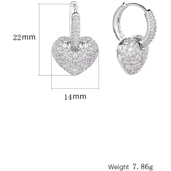 CZ Love Heart Dangle Huggie Hoops Earrings for Women Girls with Charms 925 Sterling Silver Post Pin Cartilage Cute Pave Zirconia Dainty Fashion Jewelry Birthday Christmas Wedding GiftsCZ Love Heart Dangle Huggie Hoops Earrings for Women Girls with Charms 925 Sterling Silver Post Pin Cartilage Cute Pave Zirconia Dainty Fashion Jewelry Birthday Christmas Wedding Gifts