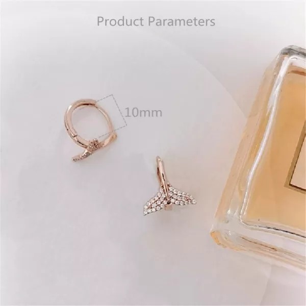CZ Mermaid Tail Small Hoop Earrings 925 Sterling Silver for Women Girls Cubic Zirconia Cute Fish Tail Tiny Huggie Sleeper Hoops Cartilage Hypoallergenic Dainty Gifts for Daughter NieceRose Gold
