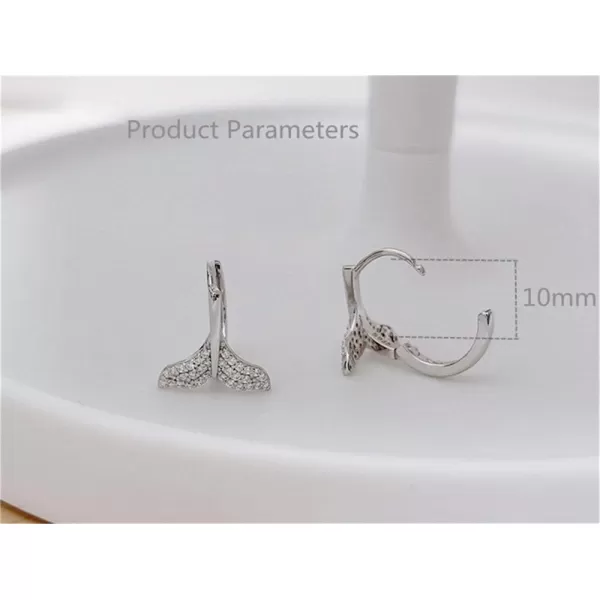 CZ Mermaid Tail Small Hoop Earrings 925 Sterling Silver for Women Girls Cubic Zirconia Cute Fish Tail Tiny Huggie Sleeper Hoops Cartilage Hypoallergenic Dainty Gifts for Daughter NieceWhite Gold