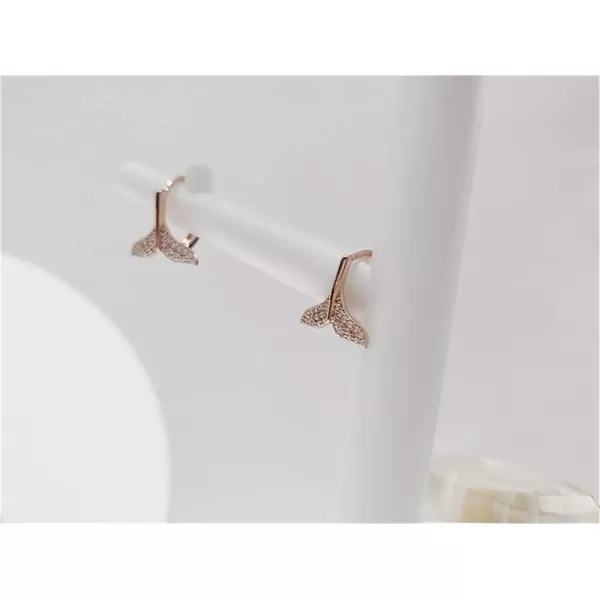 CZ Mermaid Tail Small Hoop Earrings 925 Sterling Silver for Women Girls Cubic Zirconia Cute Fish Tail Tiny Huggie Sleeper Hoops Cartilage Hypoallergenic Dainty Gifts for Daughter NieceRose Gold