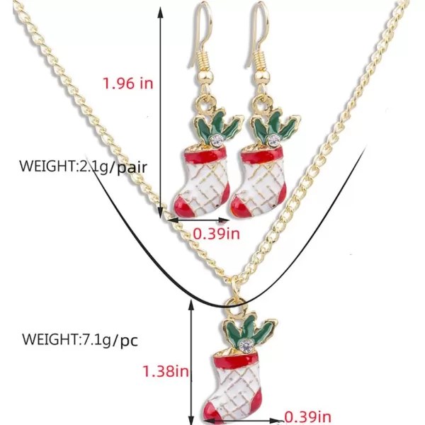 Christmas Stocking Dangle Earrings Pendant Necklace for Women Girls Dainty Cute Mini Crystal Enamel Jewelry Set for Holiday FestivalChristmas Stocking Dangle Earrings Pendant Necklace for Women Girls Dainty Cute Mini Crystal Enamel Jewelry Set for Holiday Festival