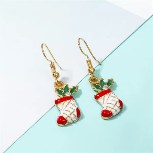 Christmas Stocking Dangle Earrings Pendant Necklace for Women Girls Dainty Cute Mini Crystal Enamel Jewelry Set for Holiday FestivalChristmas Stocking Dangle Earrings Pendant Necklace for Women Girls Dainty Cute Mini Crystal Enamel Jewelry Set for Holiday Festival