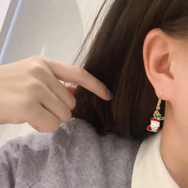 Christmas Stocking Dangle Earrings Pendant Necklace for Women Girls Dainty Cute Mini Crystal Enamel Jewelry Set for Holiday FestivalChristmas Stocking Dangle Earrings Pendant Necklace for Women Girls Dainty Cute Mini Crystal Enamel Jewelry Set for Holiday Festival