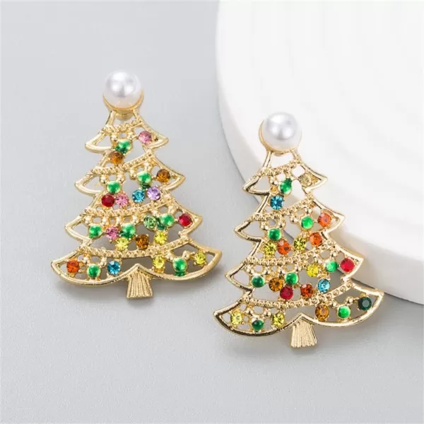 Colored CZ Xmas Tree Dangle Stud Earrings for Women Girls Gold Plated Cubic Zirconia Shell Pearl Piercing Drop Earring Dainty Cute Christmas Festival Jewelry GiftsColored CZ Xmas Tree Dangle Stud Earrings for Women Girls Gold Plated Cubic Zirconia Shell Pearl Piercing Drop Earring Dainty Cute Christmas Festival Jewelry Gifts