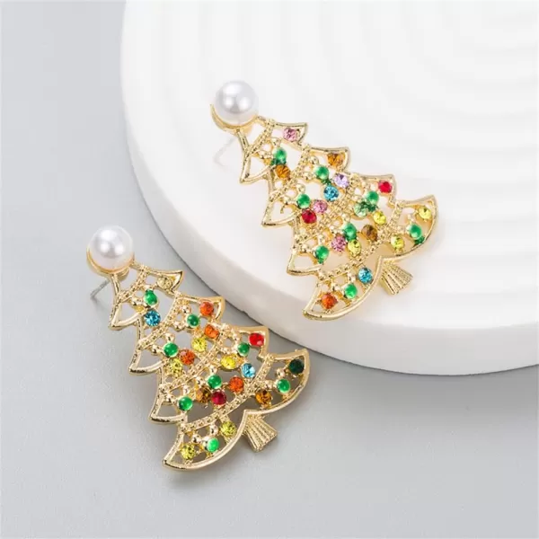 Colored CZ Xmas Tree Dangle Stud Earrings for Women Girls Gold Plated Cubic Zirconia Shell Pearl Piercing Drop Earring Dainty Cute Christmas Festival Jewelry GiftsColored CZ Xmas Tree Dangle Stud Earrings for Women Girls Gold Plated Cubic Zirconia Shell Pearl Piercing Drop Earring Dainty Cute Christmas Festival Jewelry Gifts