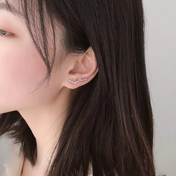 Constellation CZ Star Cuff Wrap Earrings for Women Girls 925 Sterling Silver Big Dippe Cubic Zirconic Cluster Sweep Up Crawler Climber Pin Hypoallergenic Stud Ear Hook Clip Dainty Earringssilver