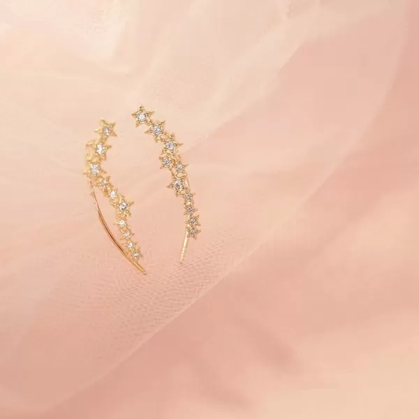 Constellation CZ Star Cuff Wrap Earrings for Women Girls 925 Sterling Silver Big Dippe Cubic Zirconic Cluster Sweep Up Crawler Climber Pin Hypoallergenic Stud Ear Hook Clip Dainty Earringsgold plated