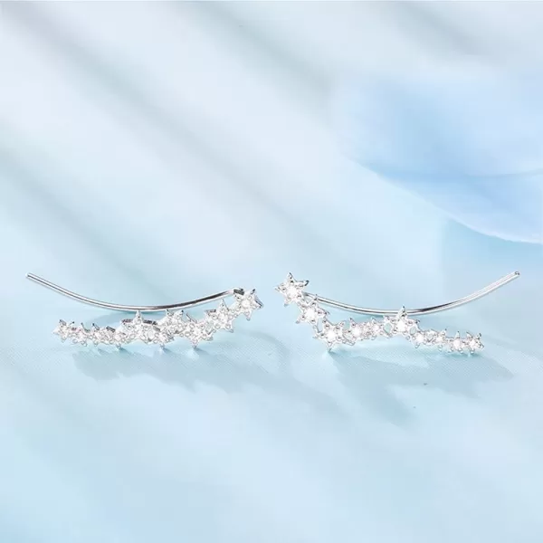 Constellation CZ Star Cuff Wrap Earrings for Women Girls 925 Sterling Silver Big Dippe Cubic Zirconic Cluster Sweep Up Crawler Climber Pin Hypoallergenic Stud Ear Hook Clip Dainty Earringssilver