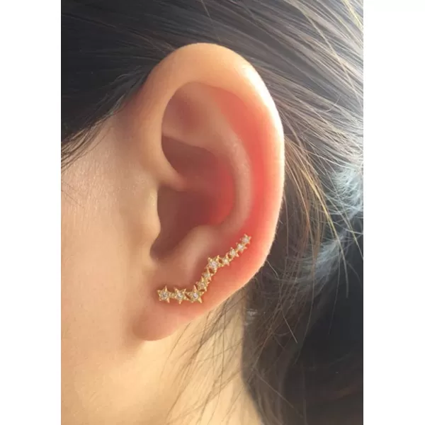 Constellation CZ Star Cuff Wrap Earrings for Women Girls 925 Sterling Silver Big Dippe Cubic Zirconic Cluster Sweep Up Crawler Climber Pin Hypoallergenic Stud Ear Hook Clip Dainty Earringsgold plated