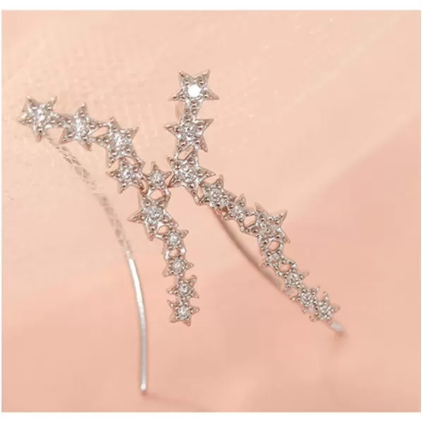 Constellation CZ Star Cuff Wrap Earrings for Women Girls 925 Sterling Silver Big Dippe Cubic Zirconic Cluster Sweep Up Crawler Climber Pin Hypoallergenic Stud Ear Hook Clip Dainty Earringssilver