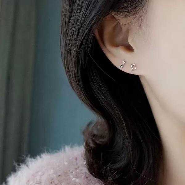 Cute Music Note Small Stud Earrings for Women Girls 925 Sterling Silver Hypoallergenic Minimalist Asymmetrical Treble Clef Studs Cartilage Tragus Post Dainty Birthday Holiday Jewelry GiftsCute Music Note Small Stud Earrings for Women Girls 925 Sterling Silver Hypoallergenic Minimalist Asymmetrical Treble Clef Studs Cartilage Tragus Post Dainty Birthday Holiday Jewelry Gifts
