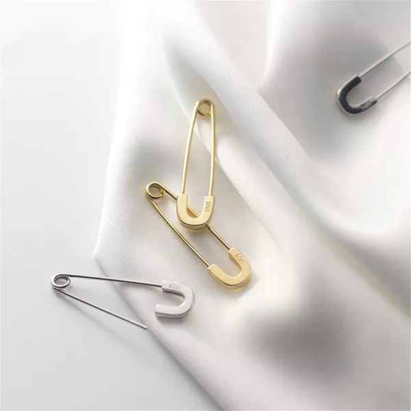 Cute Sterling Silver Safety Pin Small Hoop Earrings for Women Teen Girls Men Minimalist Geometric Cartilage Huggie Sleeper Hoops Hypoallergenic 14K Gold Plated Personalized JewelrySilver 22mm