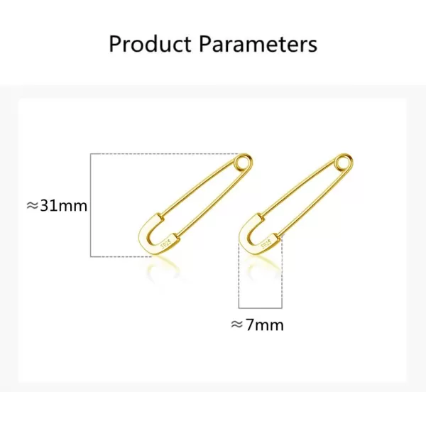 Cute Sterling Silver Safety Pin Small Hoop Earrings for Women Teen Girls Men Minimalist Geometric Cartilage Huggie Sleeper Hoops Hypoallergenic 14K Gold Plated Personalized JewelryGold 22mm