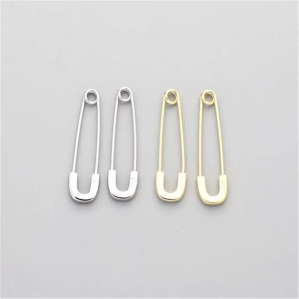 Cute Sterling Silver Safety Pin Small Hoop Earrings for Women Teen Girls Men Minimalist Geometric Cartilage Huggie Sleeper Hoops Hypoallergenic 14K Gold Plated Personalized JewelrySilver 22mm