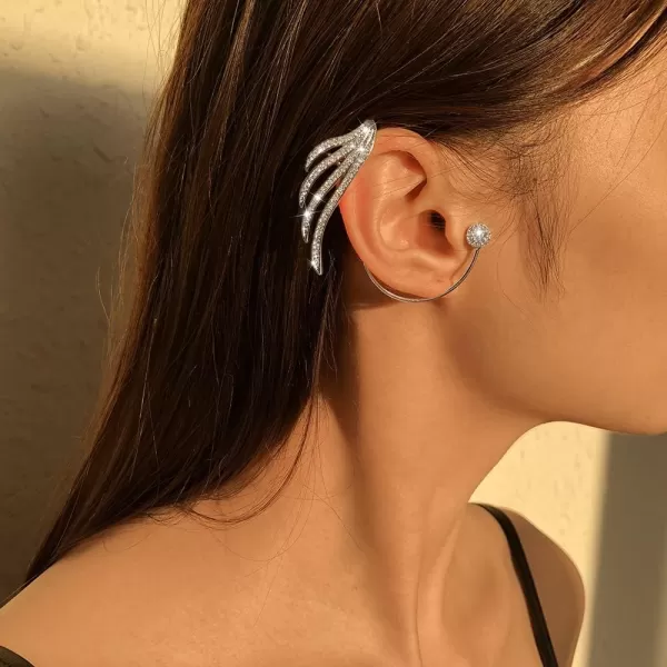 Dainty CZ Wing Cuff Wrap Earrings for Women Girls Cubic Zirconia Hypoallergenic No Piercing Ear Flying Angel Wings Wedding Birthday Valentine Jewelry Gift 1 PieceDainty CZ Wing Cuff Wrap Earrings for Women Girls Cubic Zirconia Hypoallergenic No Piercing Ear Flying Angel Wings Wedding Birthday Valentine Jewelry Gift 1 Piece