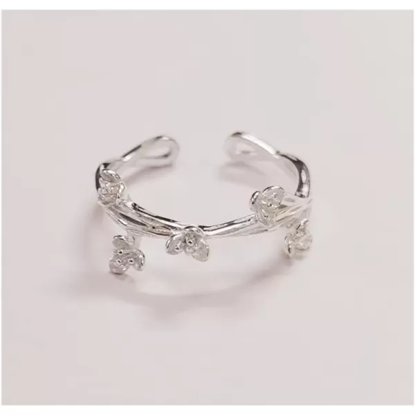 Dainty Flower Spray 925 Sterling Silver Adjustable Open Ring for Women Girls Expandable Twisted Plum Bloosom Branch Statement Finger Rings Comfort Fit Cute Birthday Anniversary Jewelry Gifts Size 69Dainty Flower Spray 925 Sterling Silver Adjustable Open Ring for Women Girls Expandable Twisted Plum Bloosom Branch Statement Finger Rings Comfort Fit Cute Birthday Anniversary Jewelry Gifts Size 69