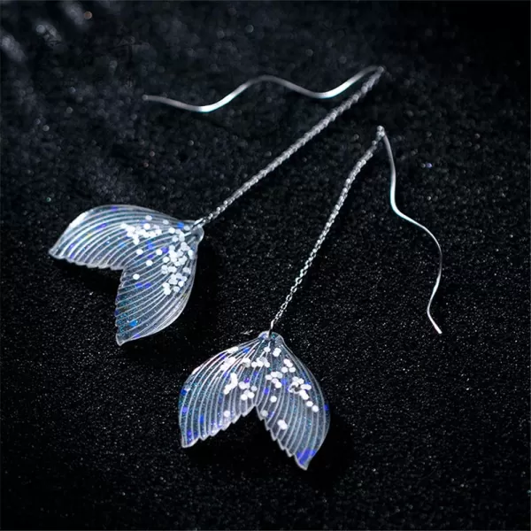 Dainty Ocean Mermaid Tail Threader Dangle Earrings for Women Girls 925 Sterling Silver Acrylic Sequins Fishtail Long Curved Line Wave Wire Drop Dangling Stud Earring Retro Birthday Cosplay Party Y2K JewelryDainty Ocean Mermaid Tail Threader Dangle Earrings for Women Girls 925 Sterling Silver Acrylic Sequins Fishtail Long Curved Line Wave Wire Drop Dangling Stud Earring Retro Birthday Cosplay Party Y2K Jewelry