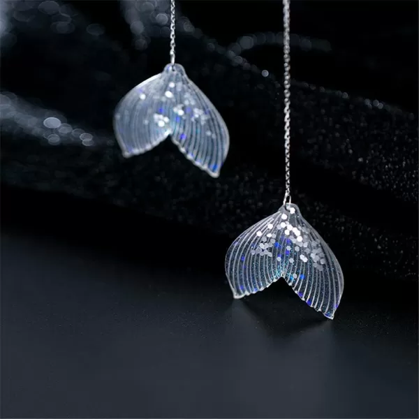 Dainty Ocean Mermaid Tail Threader Dangle Earrings for Women Girls 925 Sterling Silver Acrylic Sequins Fishtail Long Curved Line Wave Wire Drop Dangling Stud Earring Retro Birthday Cosplay Party Y2K JewelryDainty Ocean Mermaid Tail Threader Dangle Earrings for Women Girls 925 Sterling Silver Acrylic Sequins Fishtail Long Curved Line Wave Wire Drop Dangling Stud Earring Retro Birthday Cosplay Party Y2K Jewelry