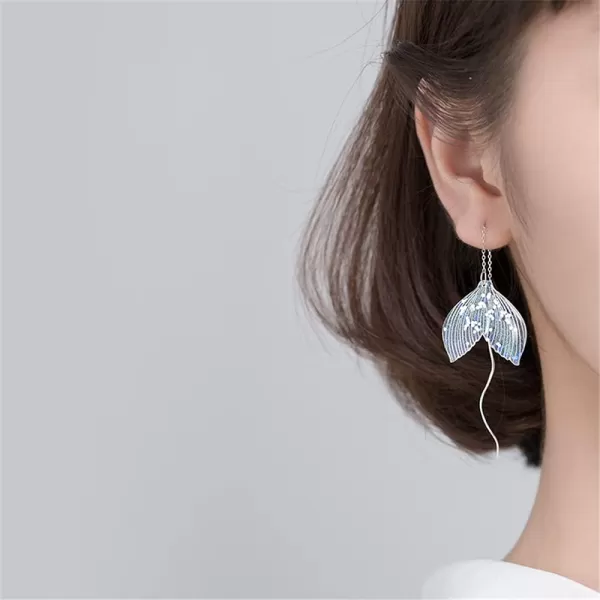 Dainty Ocean Mermaid Tail Threader Dangle Earrings for Women Girls 925 Sterling Silver Acrylic Sequins Fishtail Long Curved Line Wave Wire Drop Dangling Stud Earring Retro Birthday Cosplay Party Y2K JewelryDainty Ocean Mermaid Tail Threader Dangle Earrings for Women Girls 925 Sterling Silver Acrylic Sequins Fishtail Long Curved Line Wave Wire Drop Dangling Stud Earring Retro Birthday Cosplay Party Y2K Jewelry