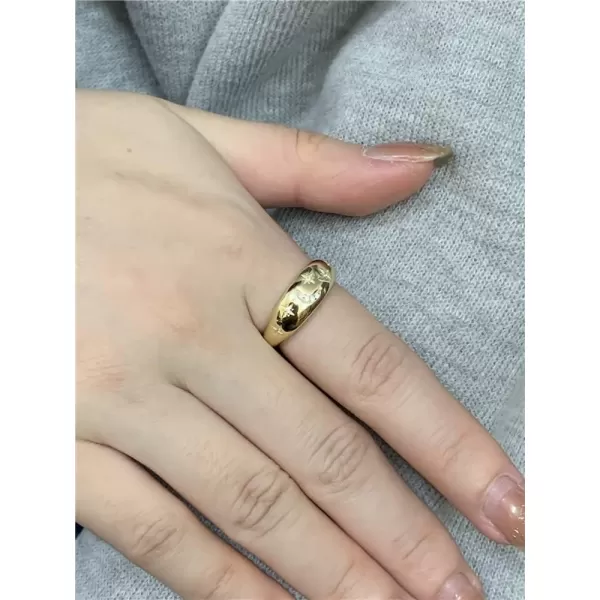 Dome CZ Star Moon 925 Sterling Silver Statement Ring for Women Girls Expandable Adjustable Chunky Wide Open Band Rings Comfort Fit JewelryGold Plated