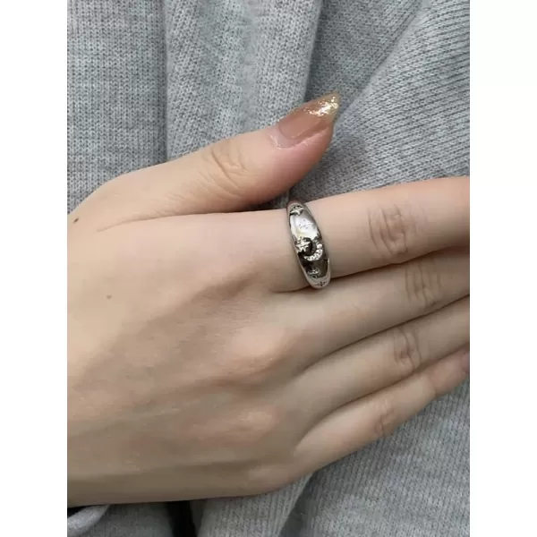 Dome CZ Star Moon 925 Sterling Silver Statement Ring for Women Girls Expandable Adjustable Chunky Wide Open Band Rings Comfort Fit JewelrySilver