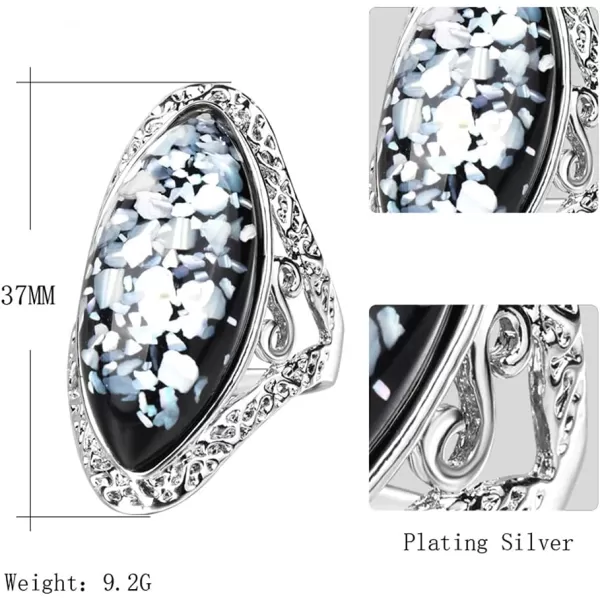 Dtja 2 Pcs Boho Teardrop Confetti Statement Rings Set for Women Girls Couples Silver Plated Big Filigree Shell Pearl Band Ring Comfort Fit Vintage Bohemian Ethnic Bollywood Jewelry Size 8Dtja 2 Pcs Boho Teardrop Confetti Statement Rings Set for Women Girls Couples Silver Plated Big Filigree Shell Pearl Band Ring Comfort Fit Vintage Bohemian Ethnic Bollywood Jewelry Size 8