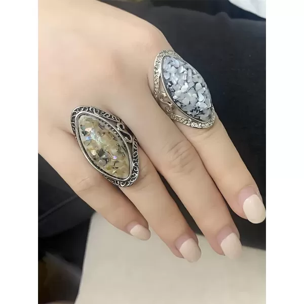 Dtja 2 Pcs Boho Teardrop Confetti Statement Rings Set for Women Girls Couples Silver Plated Big Filigree Shell Pearl Band Ring Comfort Fit Vintage Bohemian Ethnic Bollywood Jewelry Size 8Dtja 2 Pcs Boho Teardrop Confetti Statement Rings Set for Women Girls Couples Silver Plated Big Filigree Shell Pearl Band Ring Comfort Fit Vintage Bohemian Ethnic Bollywood Jewelry Size 8