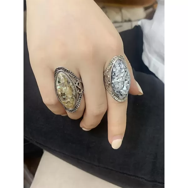 Dtja 2 Pcs Boho Teardrop Confetti Statement Rings Set for Women Girls Couples Silver Plated Big Filigree Shell Pearl Band Ring Comfort Fit Vintage Bohemian Ethnic Bollywood Jewelry Size 8Dtja 2 Pcs Boho Teardrop Confetti Statement Rings Set for Women Girls Couples Silver Plated Big Filigree Shell Pearl Band Ring Comfort Fit Vintage Bohemian Ethnic Bollywood Jewelry Size 8