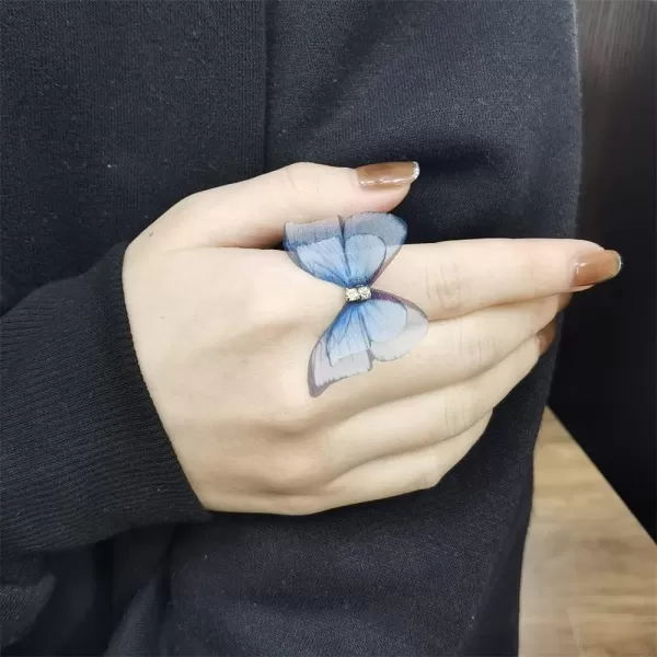 Dtja CZ Chiffon Butterfly Statement Ring for Women Girls Silver Tone Expandanble Adjustable Blue Wings Open Wrap Rings Comfort Fit Vintage Wedding Engagement Valentine Party JewelryDtja CZ Chiffon Butterfly Statement Ring for Women Girls Silver Tone Expandanble Adjustable Blue Wings Open Wrap Rings Comfort Fit Vintage Wedding Engagement Valentine Party Jewelry