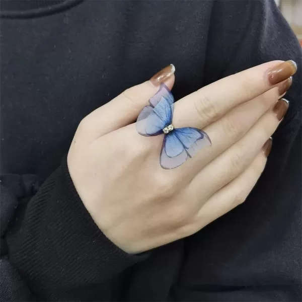 Dtja CZ Chiffon Butterfly Statement Ring for Women Girls Silver Tone Expandanble Adjustable Blue Wings Open Wrap Rings Comfort Fit Vintage Wedding Engagement Valentine Party JewelryDtja CZ Chiffon Butterfly Statement Ring for Women Girls Silver Tone Expandanble Adjustable Blue Wings Open Wrap Rings Comfort Fit Vintage Wedding Engagement Valentine Party Jewelry