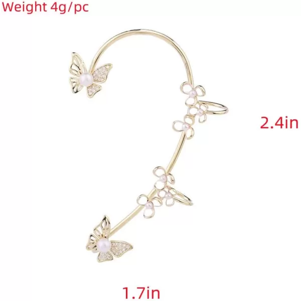 Flower Butterfly Cuff Earring for Women Girls Gold Plated Hypoallergenic Non Piercing Ear Clip Jewelry Gift Wedding Birthday 1 PCFlower Butterfly Cuff Earring for Women Girls Gold Plated Hypoallergenic Non Piercing Ear Clip Jewelry Gift Wedding Birthday 1 PC