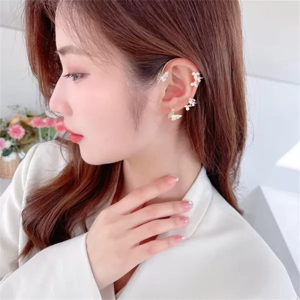 Flower Butterfly Cuff Earring for Women Girls Gold Plated Hypoallergenic Non Piercing Ear Clip Jewelry Gift Wedding Birthday 1 PCFlower Butterfly Cuff Earring for Women Girls Gold Plated Hypoallergenic Non Piercing Ear Clip Jewelry Gift Wedding Birthday 1 PC