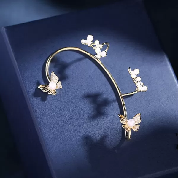 Flower Butterfly Cuff Earring for Women Girls Gold Plated Hypoallergenic Non Piercing Ear Clip Jewelry Gift Wedding Birthday 1 PCFlower Butterfly Cuff Earring for Women Girls Gold Plated Hypoallergenic Non Piercing Ear Clip Jewelry Gift Wedding Birthday 1 PC