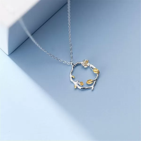 Flower Wreath Sterling Silver Necklace for Women Girls TwoToned Dainy Leaf Branched Pendant Choker Necklaces Hypoallergenic Delicate Birthday Valentines Day Wedding Jewelry for Her 18Flower Wreath Sterling Silver Necklace for Women Girls TwoToned Dainy Leaf Branched Pendant Choker Necklaces Hypoallergenic Delicate Birthday Valentines Day Wedding Jewelry for Her 18