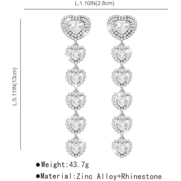 Long Crystal Heart Statement Drop Dangle Earrings for Women Girls Exaggerated Big Cubic Zirconia Halo Love Fringe Dangling Stud Fashion Birthday Christmas Party JewelryLong Crystal Heart Statement Drop Dangle Earrings for Women Girls Exaggerated Big Cubic Zirconia Halo Love Fringe Dangling Stud Fashion Birthday Christmas Party Jewelry