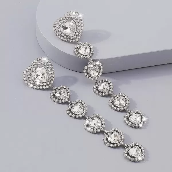 Long Crystal Heart Statement Drop Dangle Earrings for Women Girls Exaggerated Big Cubic Zirconia Halo Love Fringe Dangling Stud Fashion Birthday Christmas Party JewelryLong Crystal Heart Statement Drop Dangle Earrings for Women Girls Exaggerated Big Cubic Zirconia Halo Love Fringe Dangling Stud Fashion Birthday Christmas Party Jewelry