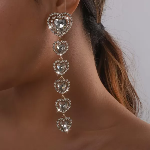 Long Crystal Heart Statement Drop Dangle Earrings for Women Girls Exaggerated Big Cubic Zirconia Halo Love Fringe Dangling Stud Fashion Birthday Christmas Party JewelryLong Crystal Heart Statement Drop Dangle Earrings for Women Girls Exaggerated Big Cubic Zirconia Halo Love Fringe Dangling Stud Fashion Birthday Christmas Party Jewelry