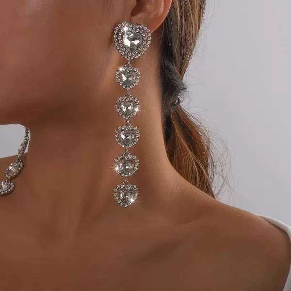 Long Crystal Heart Statement Drop Dangle Earrings for Women Girls Exaggerated Big Cubic Zirconia Halo Love Fringe Dangling Stud Fashion Birthday Christmas Party JewelryLong Crystal Heart Statement Drop Dangle Earrings for Women Girls Exaggerated Big Cubic Zirconia Halo Love Fringe Dangling Stud Fashion Birthday Christmas Party Jewelry
